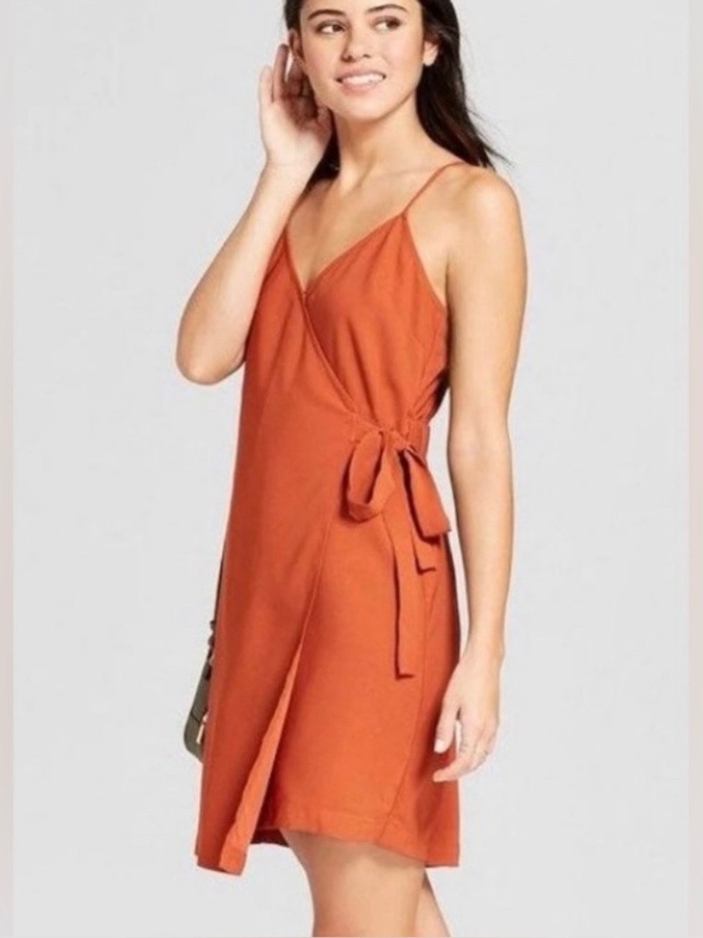 Mossimo Burnt Orange Knee Length Faux Wrap Sun Dress Size XXL